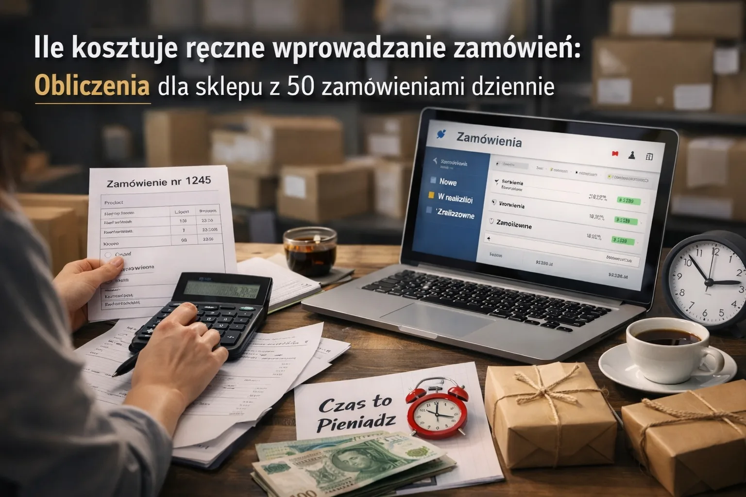 Ile kosztuje ręczne wprowadzanie zamówień: obliczenia dla sklepu z 50 zamówieniami dziennie