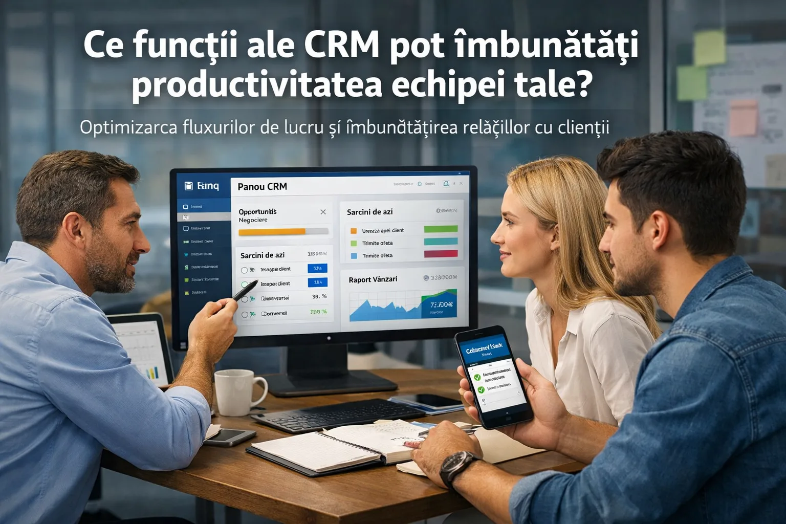 Ce funcții ale CRM pot îmbunătăți productivitatea echipei tale?